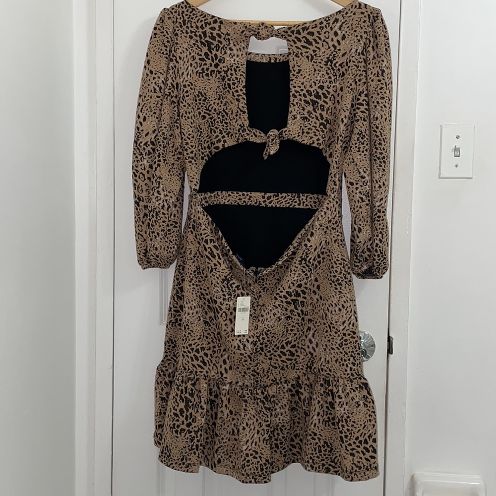 Anthropologie Maeve Knit Cut-Out Mini Dress Size 14 - Picture 4 of 6